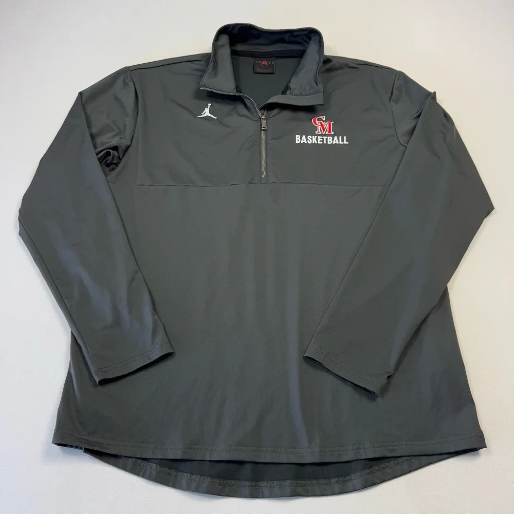Nike Air Jordan Men's 1/4 Zip Long Sleeve Basketball Shirt Pullover‎ Gray Large